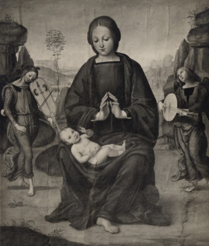 Sansoni, Mario — Maestro del Tondo Greenville - sec. XV/ XVI - Madonna con Bambino in trono e angeli musicanti — insieme